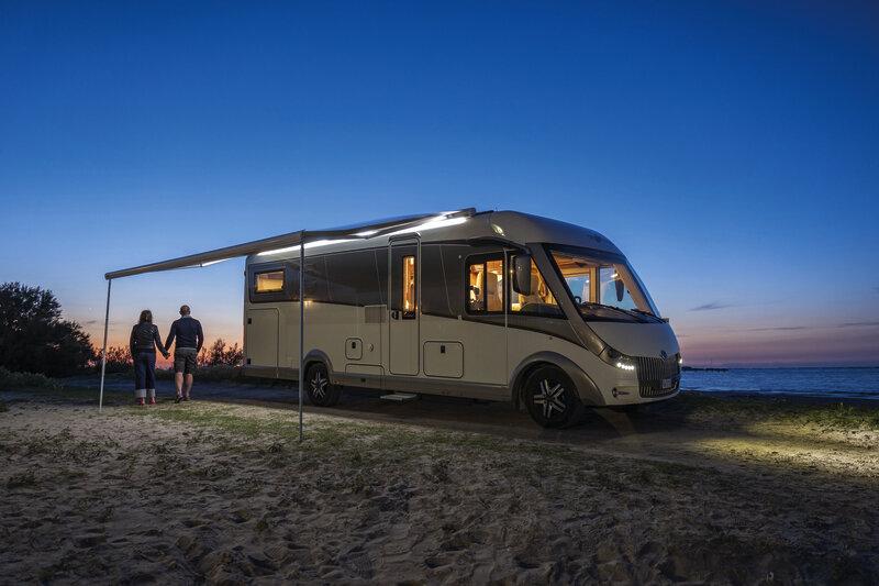 Маркиза накрышная Fiamma F80L, 4,5м, белая, королевский серый