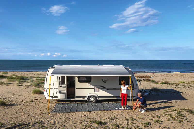 Маркиза Fiamma F80L, 4,5м, белая, королевский синий