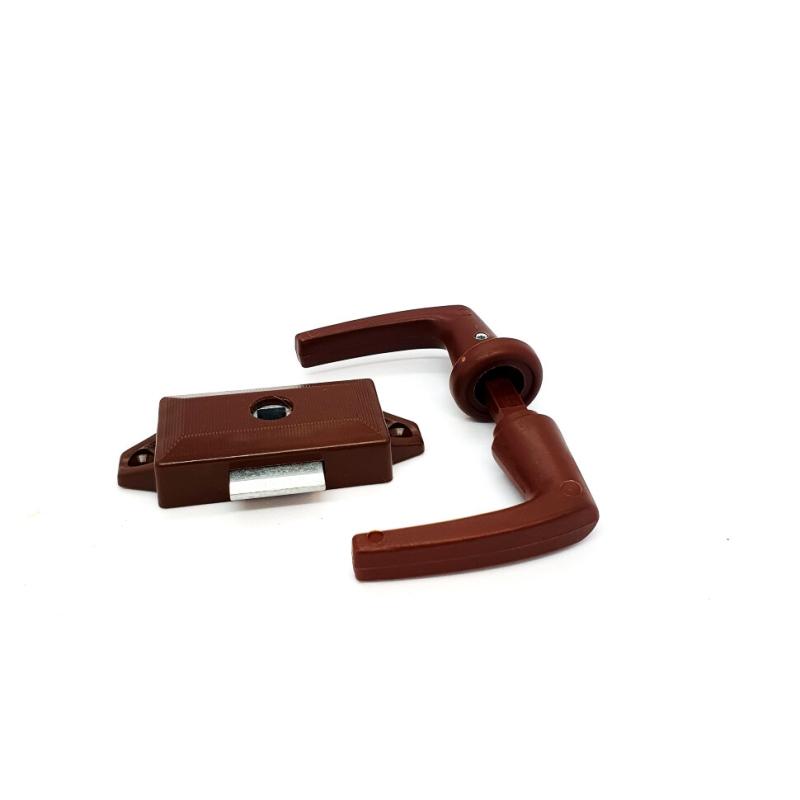 Замок двери туалета трехточечный, коричневый