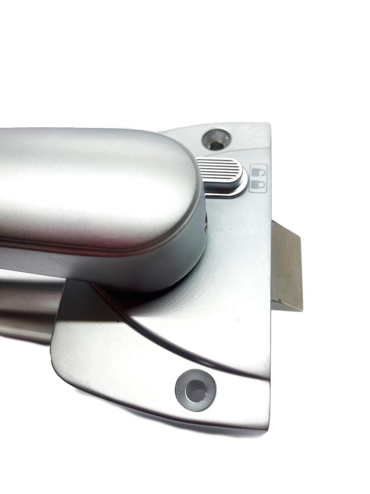 Замок душевой одноточечный c блокировкой, серебристый