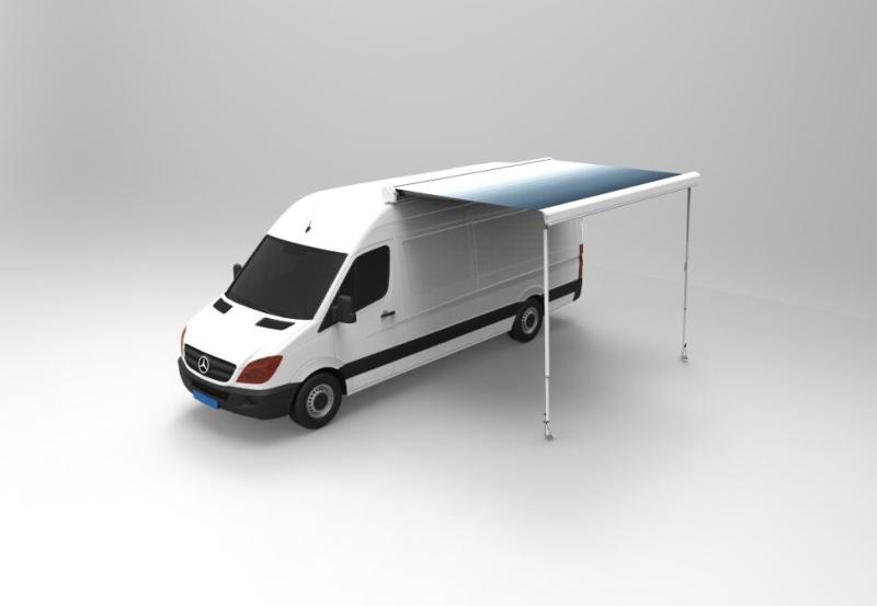 Маркиза накрышная электро Camplife 4 м ,белая, морская волна