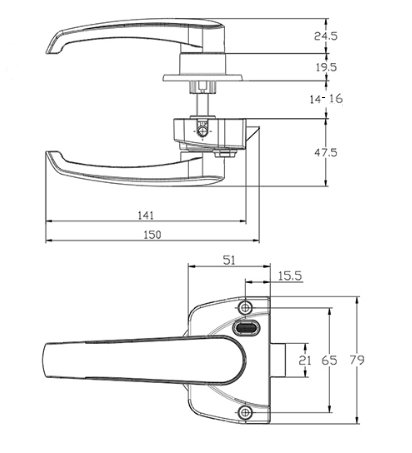 Замок душевой одноточечный c блокировкой, серебристый