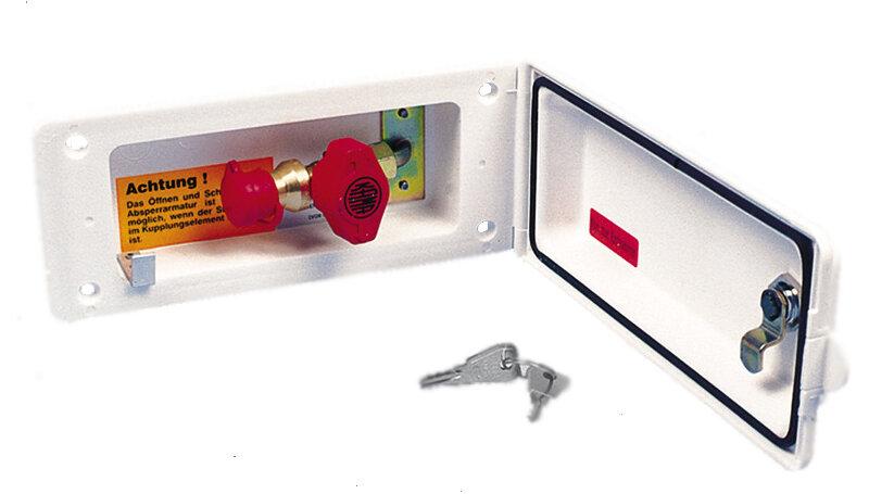 Розетка внешняя GOK для подключения газа, с ключем, белая